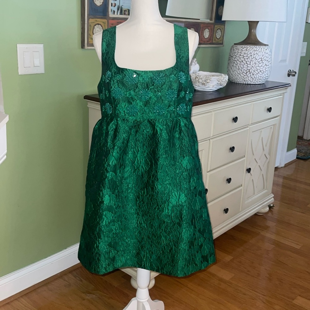 Lilly Pulitzer NWT Bellami Jacquard Dress Kelly Green Leaf.